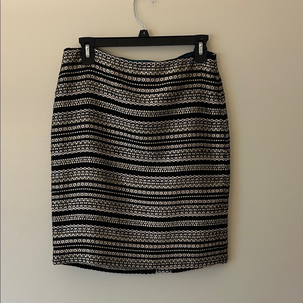 Talbots Black and Gold Patterned Skirt